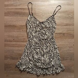 Vintage Y2K Victoria’s Secret Zebra Print Babydoll Slip Dress Ruffle Lingerie
